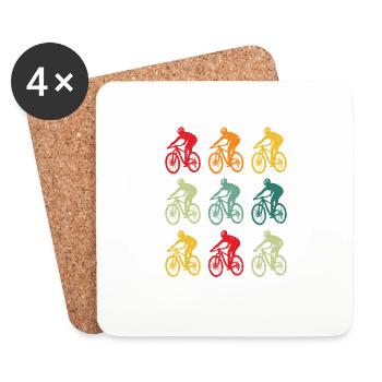 VTT Vintage Rétro VTT Descente Vélo - Dessous de verre (lot de 4) - blanc - Devant