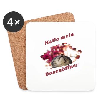Hallo mein Dosenöffner Katze Katzendesign Lustig - Untersetzer (4er-Set) - Weiß - Vorne