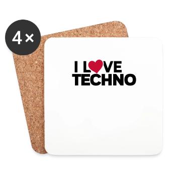 Techno Music DJ Discjokey - Coasters (set of 4) - white - Front