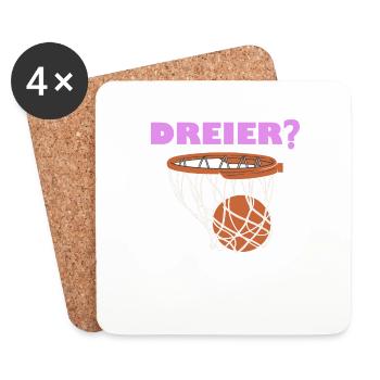 Lustiger Basketball Spruch - Dreier Drei Punkte - Untersetzer (4er-Set) - Weiß - Vorne