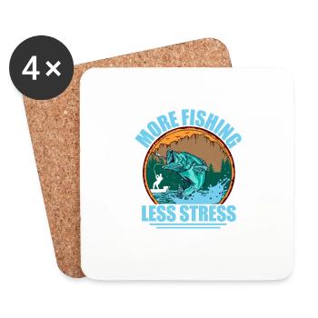 More Fishing Less Stress Angler Fisherman - Untersetzer (4er-Set) - Weiß - Vorne
