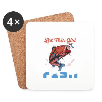 Déplacez-vous les garçons Laissez cette fille vous montrer comment pêcher - Dessous de verre (lot de 4) - blanc - Devant