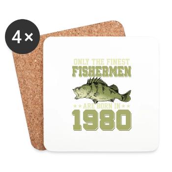 Only The Finest Fishermen Are Born In 1980 Fishing - Untersetzer (4er-Set) - Weiß - Vorne