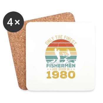 Only the finest fishermen are born in 1980 anglers - Coasters (set of 4) - white - Front