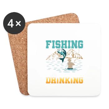 Weekend Forecast Fishing With A Chance Of Drinking - Coasters (set of 4) - white - Front
