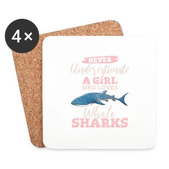 Never Underestimate A Girl Who Loves Whale Sharks - Untersetzer (4er-Set) - Weiß - Vorne