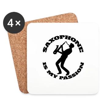 Saxophone Music Instrument Saxophonist Saxophone - Coasters (set of 4) - white - Front