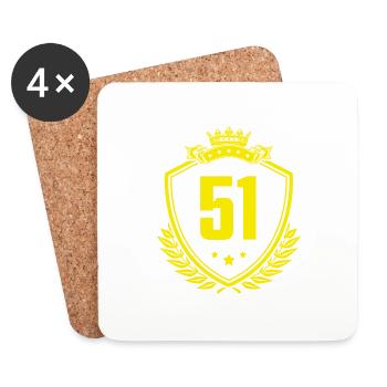 51 Zahl Wappen - Untersetzer (4er-Set) - Weiß - Vorne