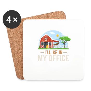 Je serai dans mon bureau Chevaux de ferme Cheval R - Dessous de verre (lot de 4) - blanc - Devant