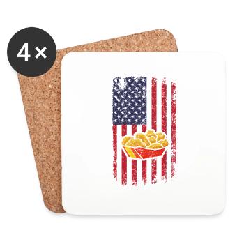 Funny Chicken Nugget American Flag Funny Nugget Lo - Untersetzer (4er-Set) - Weiß - Vorne