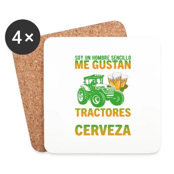 Un Mec Simple J'aime Les Tracteurs Et Les Apéros - Dessous de verre (lot de 4) - blanc - Devant
