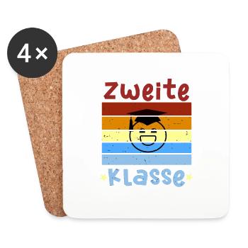 2. Klasse Smile Schulbeginn T shirt - Untersetzer (4er-Set) - Weiß - Vorne