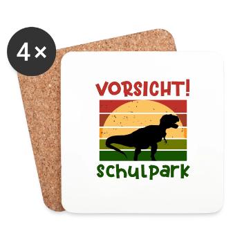 Achtung Schulkpark Dino Schulbeginn T shirt - Untersetzer (4er-Set) - Weiß - Vorne
