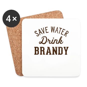 Save water drink brandy - Coasters (set of 4) - white - Front