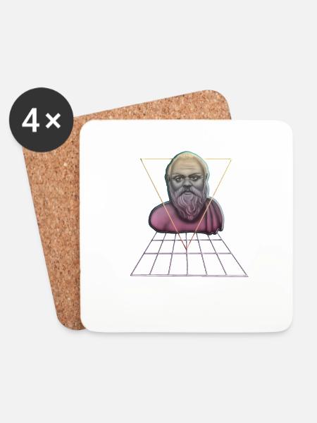 Sócrates Filósofo Estudiante Regalo Estudiantil - Posavasos (juego de 4) - blanco