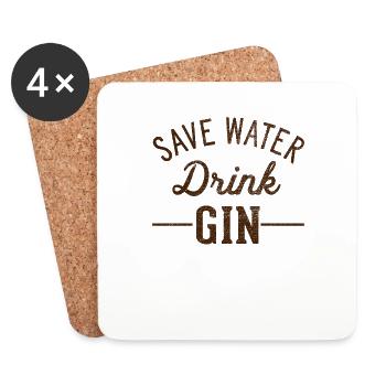 Save water drink gin - Coasters (set of 4) - white - Front
