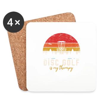 Disc Golf Is My Therapy Funny Frisbee Golf Disc Go - Coasters (set of 4) - white - Front