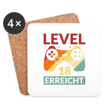 Level 18 Erreicht Gamer - Untersetzer (4er-Set) - Weiß - Vorne