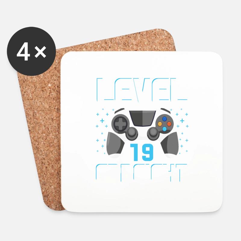 Level 19 Erreicht Gamer - Untersetzer (4er-Set) - Weiß