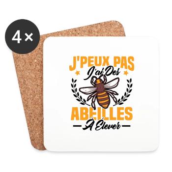 Je Peux Pas J'ai Des Abeilles À Élever - Dessous de verre (lot de 4) - blanc - Devant