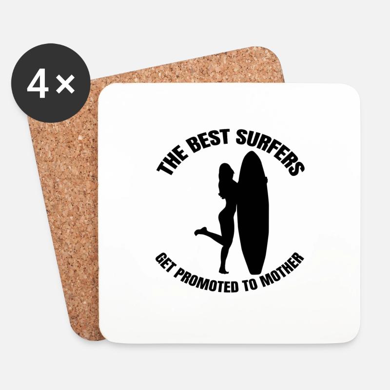 Surferin Mutter Surfbrett Mom surfen Wellenreiten - Untersetzer (4er-Set) - Weiß