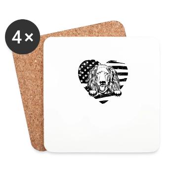 Boykin spaniel dog silhoutte with american flag - Coasters (set of 4) - white - Front