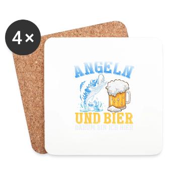 Angeln und Bier darum bin ich hier Fischer Angler - Untersetzer (4er-Set) - Weiß - Vorne