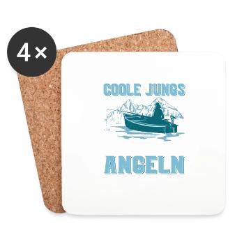 Les gars cool vont à la pêche Pêcheur pêcheur - Dessous de verre (lot de 4) - blanc - Devant