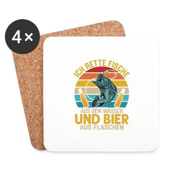 I save fish from the water and beer fishermen - Coasters (set of 4) - white - Front