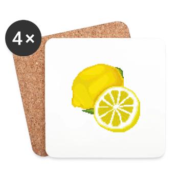 Retro Pixel Lemon - Coasters (set of 4) - white - Front