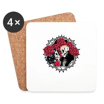 Infinite Love and Romance Gothic Bones Skeleton - Untersetzer (4er-Set) - Weiß - Vorne