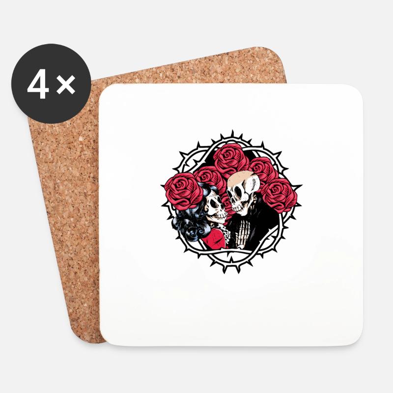 Infinite Love and Romance Gothic Bones Skeleton - Untersetzer (4er-Set) - Weiß