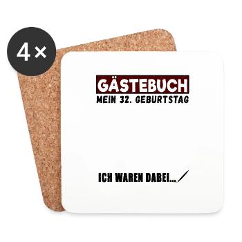 32. Geburtstag Gästebuch 32 Jahre - Untersetzer (4er-Set) - Weiß - Vorne