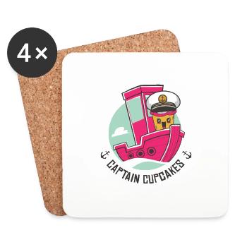 Backteam Kapitän Cupcakes Bäcker Konditor - Untersetzer (4er-Set) - Weiß - Vorne