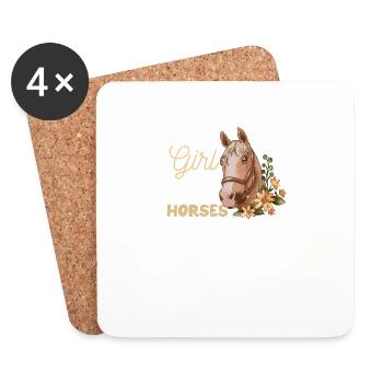Juste une fille qui aime les chevaux Équitation Grange Aimant - Dessous de verre (lot de 4) - blanc - Devant