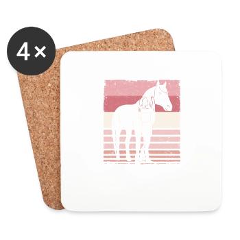 Amoureux des chevaux Rider Silhouette Vintage - Dessous de verre (lot de 4) - blanc - Devant