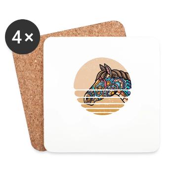 Horse Tribal Abstract Art Native American - Coasters (set of 4) - white - Front