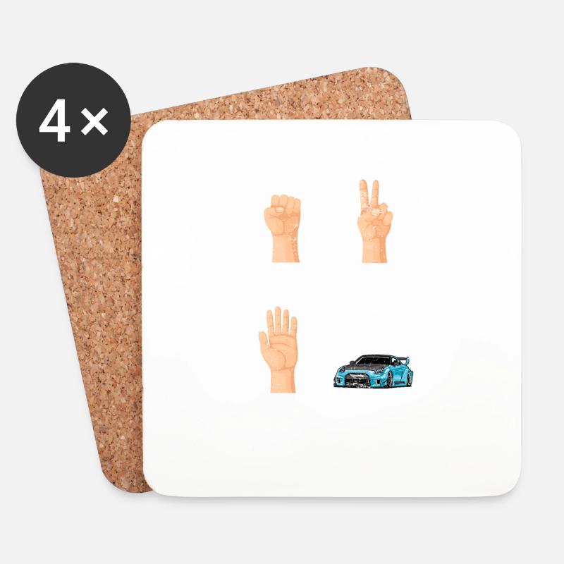 Rock Paper Scissors Nothing Beats Racing Funny Rac - Untersetzer (4er-Set) - Weiß