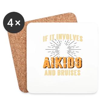 If It Involves Aikido & Bruises Count Me In - Coasters (set of 4) - white - Front