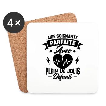 Aide soignante parfaite, Cadeau Aide soignante - Dessous de verre (lot de 4) - blanc - Devant