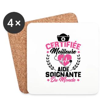 Certifiée meilleure aide-soignante du monde - Dessous de verre (lot de 4) - blanc - Devant