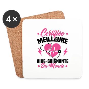 Certifiée meilleure aide-soignante du monde - Dessous de verre (lot de 4) - blanc - Devant