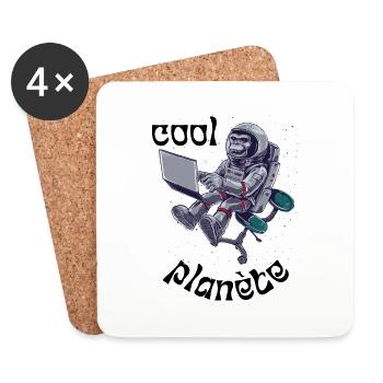cool planète t-shirt cadeau homme femme humour - Dessous de verre (lot de 4) - blanc - Devant
