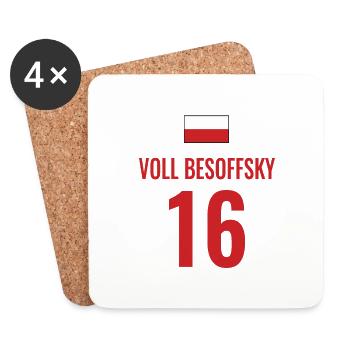 Fußball Sauf Trikot Polen Mallorca Party Gruppen - Untersetzer (4er-Set) - Weiß - Vorne