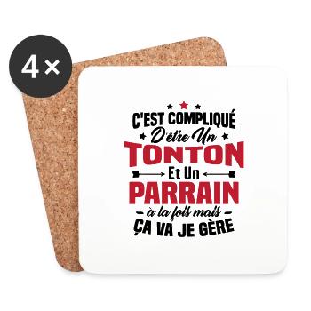 C'est compliqué d'être un tonton et un parrain - Dessous de verre (lot de 4) - blanc - Devant