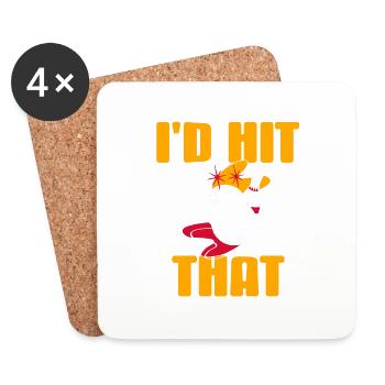 I'd Hit That Awesome Funny Bowling T-Shirt - Untersetzer (4er-Set) - Weiß - Vorne
