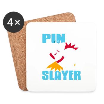 Pin Slayer Awesome Retro Bowling Design T-Shirt - Untersetzer (4er-Set) - Weiß - Vorne