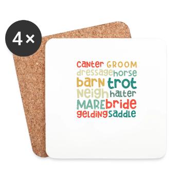 Pferd Typografie Wort Kunst Pferde Reiten Reiten - Untersetzer (4er-Set) - Weiß - Vorne