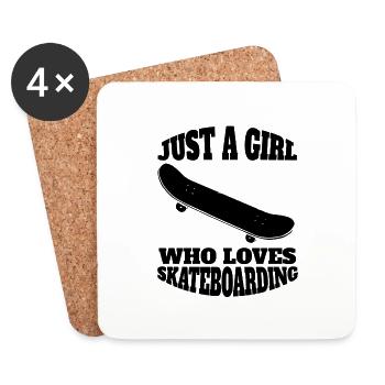 Skateboard Skater Mädchen Skateboarding Longboard - Untersetzer (4er-Set) - Weiß - Vorne