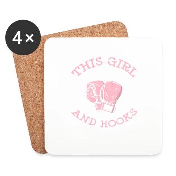 Woman Boxer Funny Boxing Lover This Girl Runs On J - Coasters (set of 4) - white - Front
